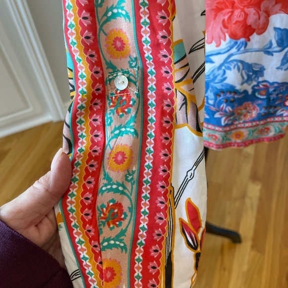 Soft Surroundings Floral Tabbed Sleeves Button Up Blouse Small office work wear - Picture 14 of 14